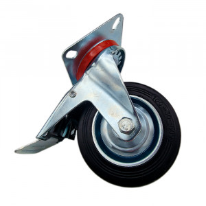 Колесо в сборе с тормозом и с поворотным креплением 100мм