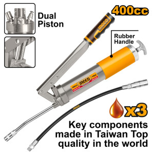 Шприц-оливниця важельно плунжерний посилений (тавотниця) 600 мл dual piston INGCO INDUSTRIAL