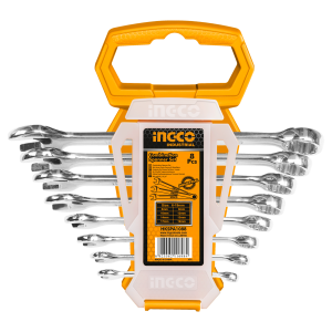 Набір ключів ріжково-накидних 8 шт (6-19мм) Cr-V INGCO INDUSTRIAL