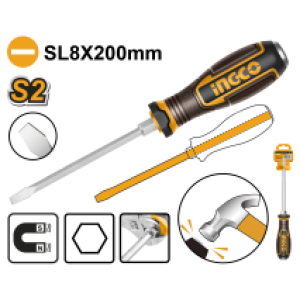 Викрутка ударна шліцева S2 SL8x200 мм INGCO INDUSTRIAL
